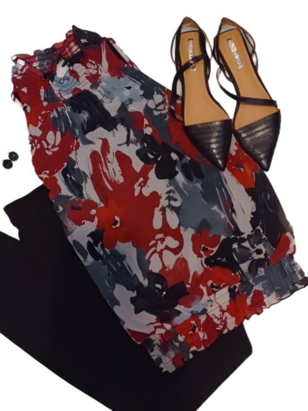 Abstract Floral Smocked-Neck Halter Top